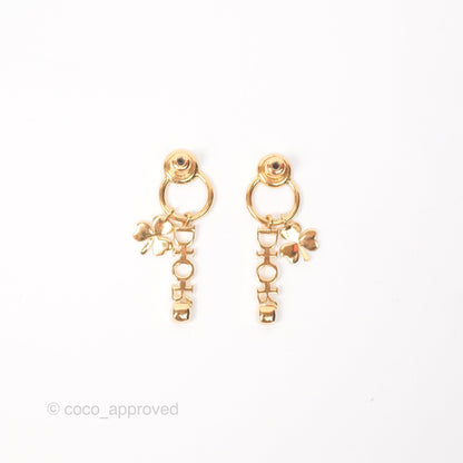 Christian Dior Crystal Star Drop Clover Earrings Gold Tone