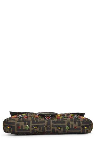 Fendi,  Brown Zucca Canvas Embellished Baguette, Green