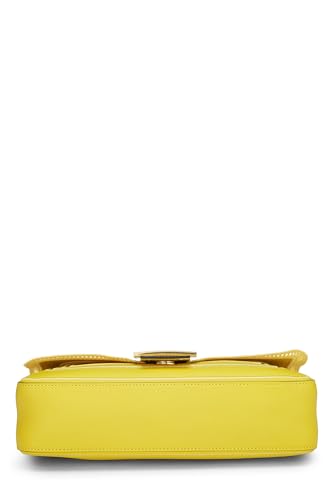 Fendi,  Yellow Leather Embroidered Baguette Chain Medium, Yellow