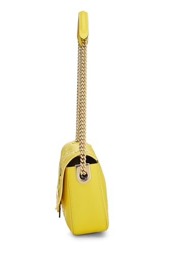Fendi,  Yellow Leather Embroidered Baguette Chain Medium, Yellow