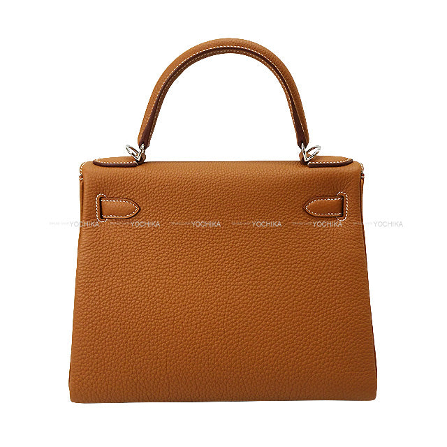HERMES Shoulder bag Kelly28 Retourne Gold Veau Togo Silver HW Stamp