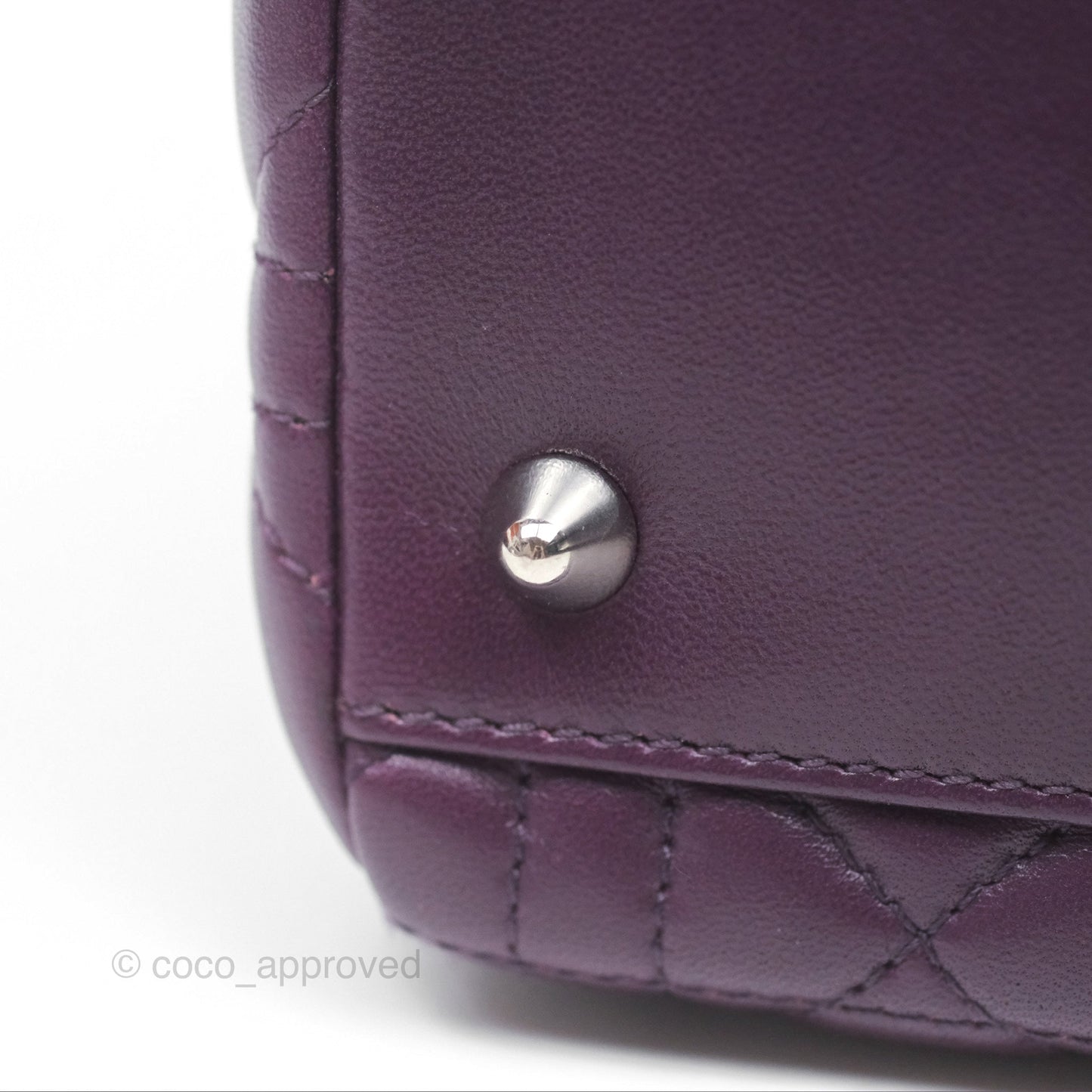 Christian Dior Medium Lady Dior Dark Purple Lambskin Silver Hardware