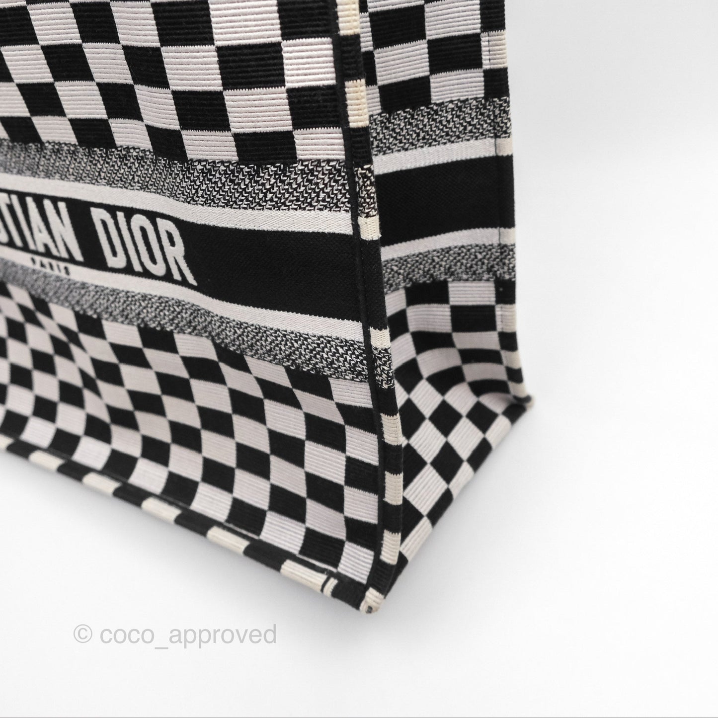 Christian Dior Large Book Tote Checkered Black/ White Canvas