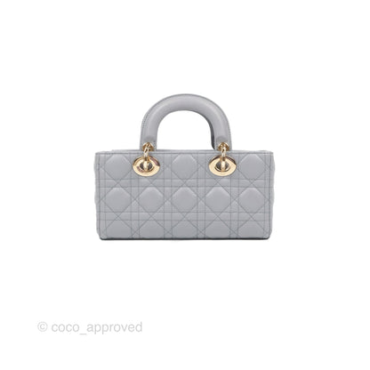 Dior Small Lady D-Joy Bag Grey Lambskin Cannage Gold Hardware
