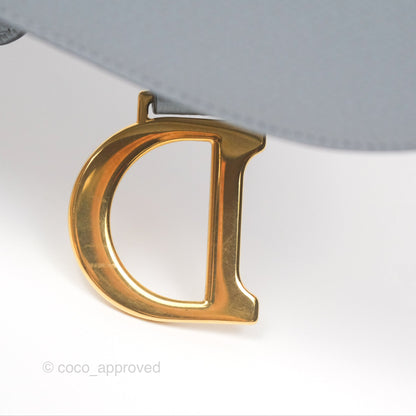 Christian Dior Mini Saddle Bag Cloud Blue Grained Calfskin Gold Hardware