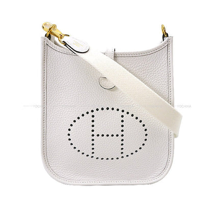 HERMES Shoulder bag Evelyne 16 TPM New White Taurillon Clemence Gold HW Stamp
