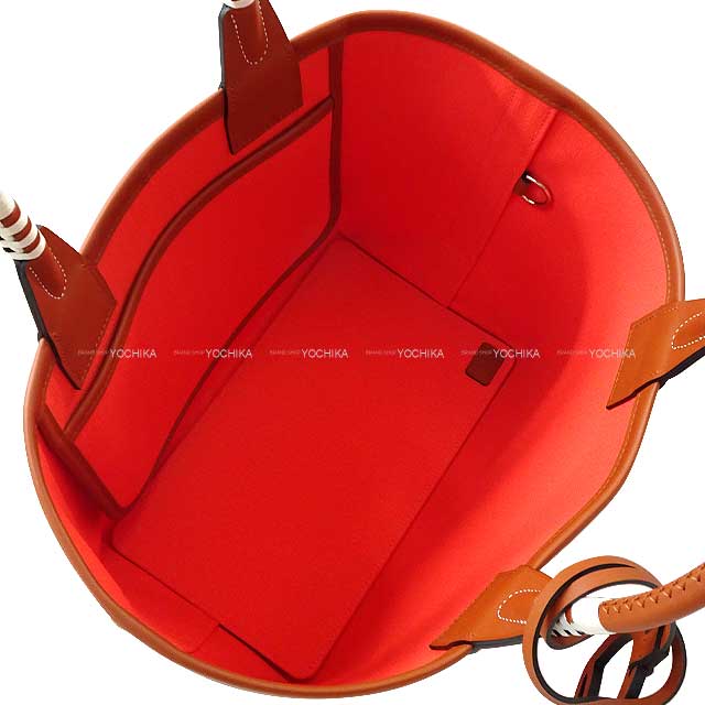 HERMES Handbag Steeple 25 Rose Texese/Cuivre Toile Militaire/Veau Swift Silver HW Stamp