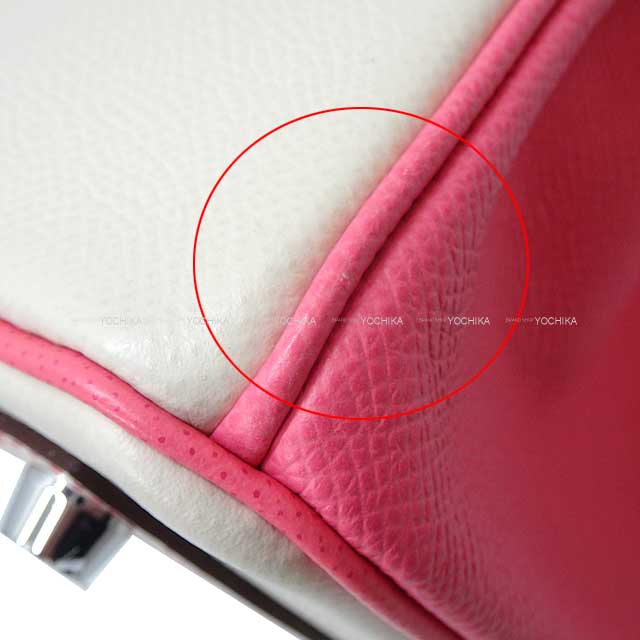 HERMES Handbag Birkin25 Personal order with initials engraved Craie/Rose Azalee Veau Epsom Mat Silver HW Stamp