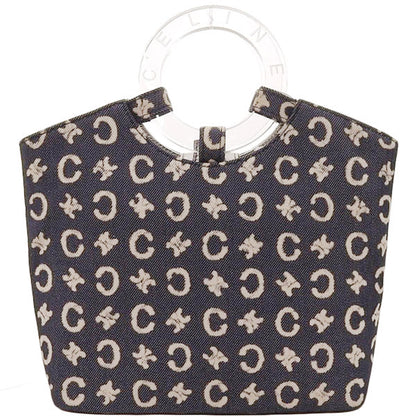 Celine Denim C Macadam Pattern Logo Top Handle Bag Indigo