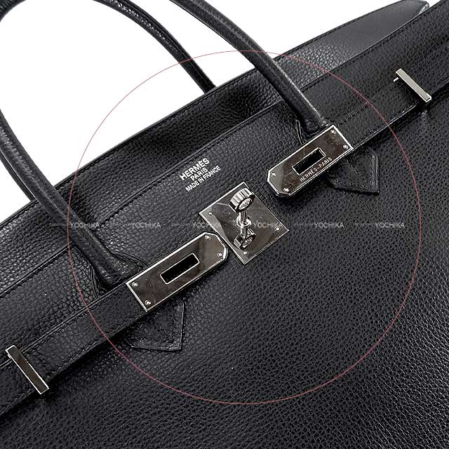 HERMES Handbag Birkin40 Noir (Black) Ardennes Silver HW Stamp □K
