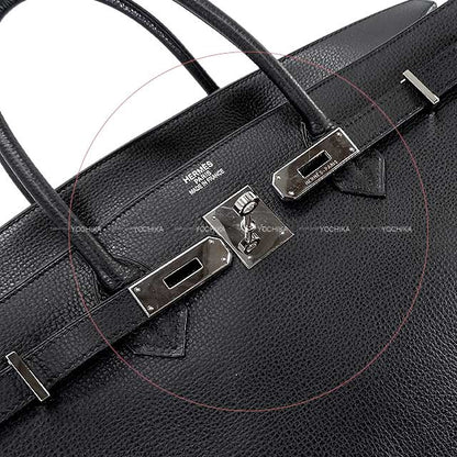 HERMES Handbag Birkin40 Noir (Black) Ardennes Silver HW Stamp □K