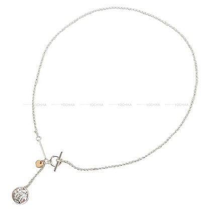 HERMES necklace Pendant Ex-Libris PM Logocharm Silver925 /Pinkgold