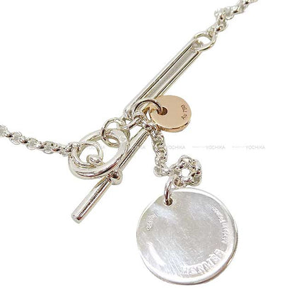 HERMES necklace Pendant Ex-Libris PM Logocharm Silver925 /Pinkgold