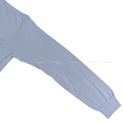 HERMES Cardigan Ladies Long Vneck Embroidery Bleugray Cashmere50% / Silk50% 38