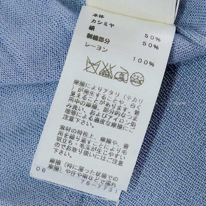 HERMES Cardigan Ladies Long Vneck Embroidery Bleugray Cashmere50% / Silk50% 38
