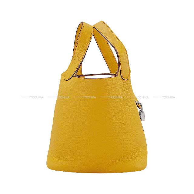 HERMES Handbag Picotin Lock 18 PM Sun Taurillon Clemence Silver HW Stamp