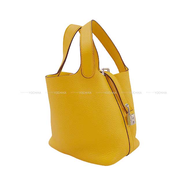 HERMES Handbag Picotin Lock 18 PM Sun Taurillon Clemence Silver HW Stamp
