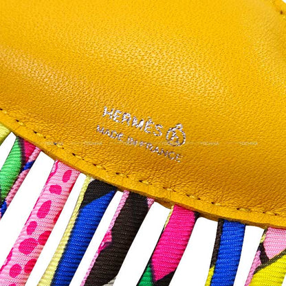 HERMES bag charm Petit H Cloud Nuage Fringe Jaune d'Or Agneau Milo/Silk