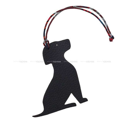 HERMES bag charm petit H Labrador Dog Rouge H/Plomb Veau Epsom/Veau Togo