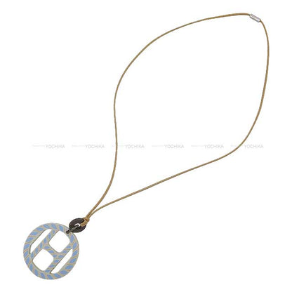 HERMES necklace H Equipe Nautic Lumiere Pendant Sesami/Blanc (White)/Blue Buffalo Horn