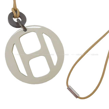 HERMES necklace H Equipe Nautic Lumiere Pendant Sesami/Blanc (White)/Blue Buffalo Horn