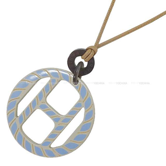 HERMES necklace H Equipe Nautic Lumiere Pendant Sesami/Blanc (White)/Blue Buffalo Horn