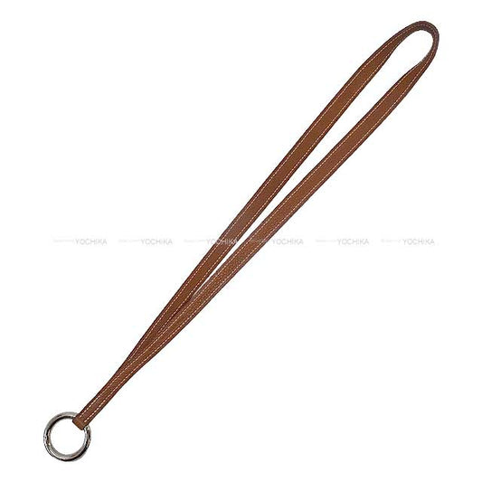 HERMES strap phone Neck strap PM Fauve Barenia Faubourg Silver HW Stamp