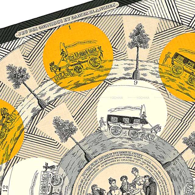 HERMES scarf Carre 140 Jeu des Omnibus game Remix Naturel(27)/Gris/Safran(22) Cashmere70% / Silk30%