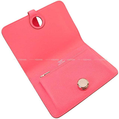 HERMES Bi-fold wallet Dogon Compact Rose Azalee Evercolor Silver HW Stamp