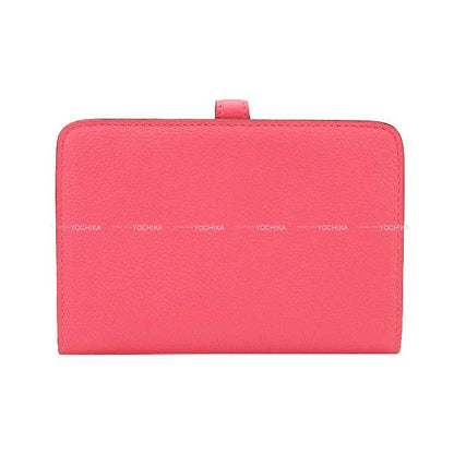 HERMES Bi-fold wallet Dogon Compact Rose Azalee Evercolor Silver HW Stamp