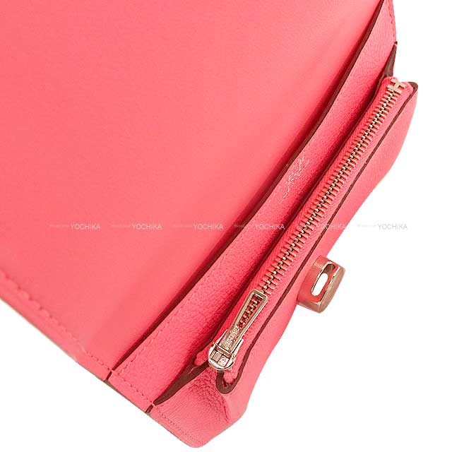HERMES Bi-fold wallet Dogon Compact Rose Azalee Evercolor Silver HW Stamp