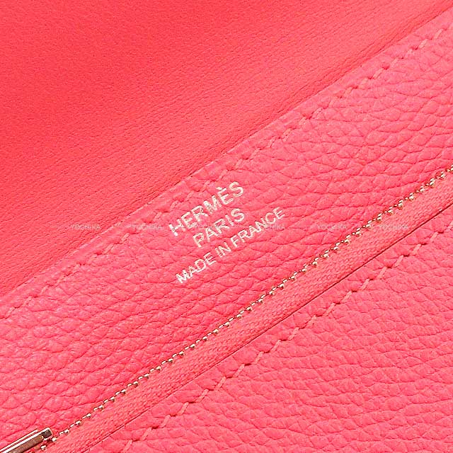 HERMES Bi-fold wallet Dogon Compact Rose Azalee Evercolor Silver HW Stamp