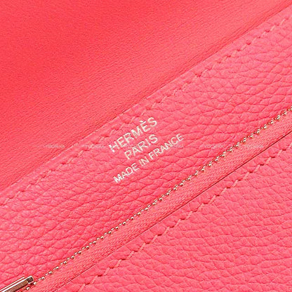 HERMES Bi-fold wallet Dogon Compact Rose Azalee Evercolor Silver HW Stamp