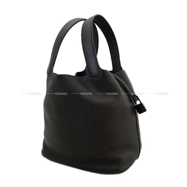 HERMES Handbag Picotin Lock 22 MM Monochrome SO Black Noir (Black) Taurillon Clemence Mat black hardware Stamp