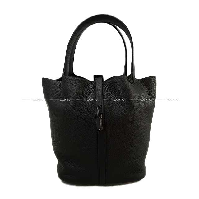 HERMES Handbag Picotin Lock 22 MM Monochrome SO Black Noir (Black) Taurillon Clemence Mat black hardware Stamp