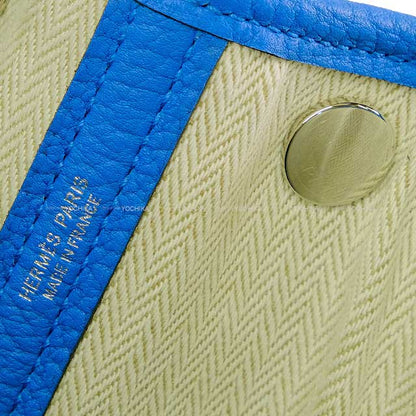 HERMES tote bag Garden Party 30 TPM All Leather Bleu Hydra Veau Negonda Silver HW Stamp