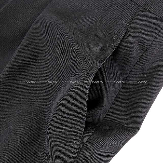 2018SS HERMES Pants Ladies Pleats Pants Asia Fit Noir (Black) wool kavan 40