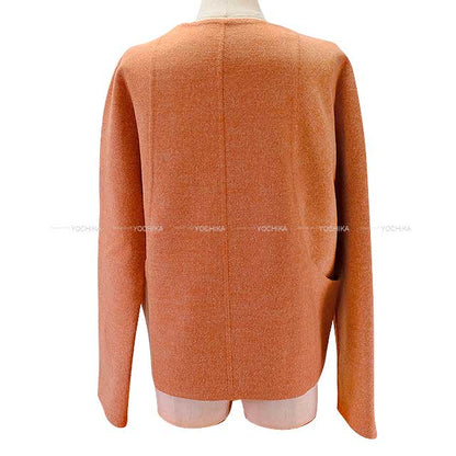 2019SS HERMES Plainly colored jacket Ladies short Jacket coat Double face Sellier Button orange brulee Cashmere/polyamide 38