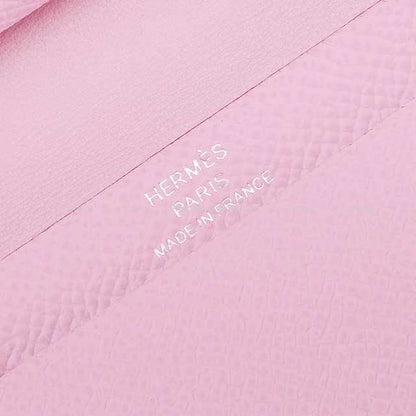 HERMES Bi-fold wallet Bearn Mini Card holder With Coin purse Mauve sylvestre Veau Epsom Silver HW Stamp