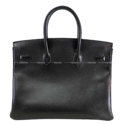 [] HERMES Handbag Birkin35 Noir (Black) Ardennes Gold HW Stamp □G