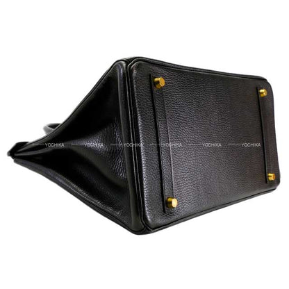 [] HERMES Handbag Birkin35 Noir (Black) Ardennes Gold HW Stamp □G
