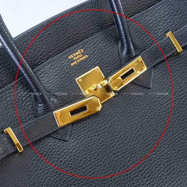 [] HERMES Handbag Birkin35 Noir (Black) Ardennes Gold HW Stamp □G