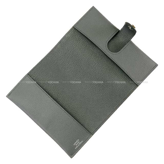 HERMES passport case R.M.S Selle Button Gris Misty Evercolor Silver HW Stamp