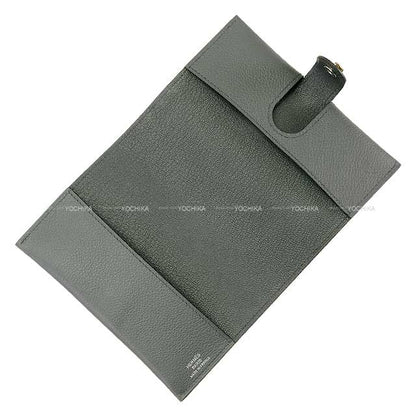 HERMES passport case R.M.S Selle Button Gris Misty Evercolor Silver HW Stamp