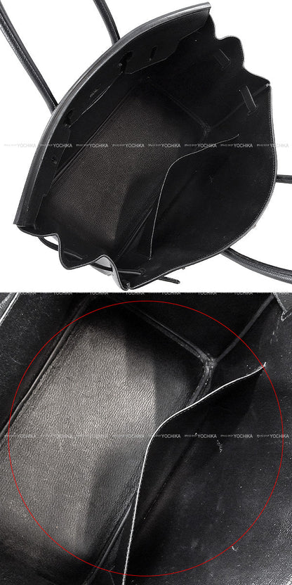 HERMES Handbag Birkin35 Noir (Black) Veau Epsom Silver HW Stamp □P