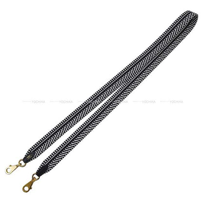 [] HERMES Handbag Bandouliere 25mm 105cm Sangles Caval Noir (Black)/Blanc (White) Toile/Swift Gold HW Stamp