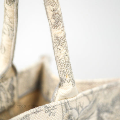 Dior Medium (Old Small) Embroidered Toile De Jouy Book Tote Light Grey Canvas