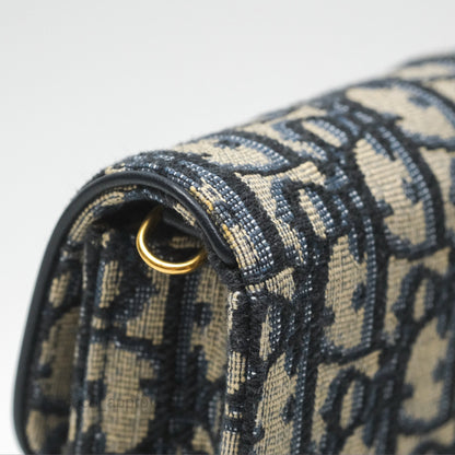 Dior Vertical Saddle Phone Holder Navy Oblique Canvas
