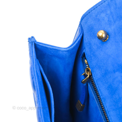 Christian Dior Large Dioraddict Flap Bag Blue Cannage Lambskin Aged Gold Hardware