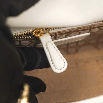 Christian Dior Cannage Mini Lady Dior White Gold Hardware